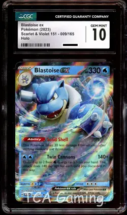 CGC 10 GEM MINT Blastoise Ex 009/165 HOLO RARE 151 Pokemon Card - Image 1