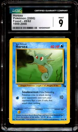 CGC 9 MINT Horsea 49/62 Fossil 1999-2000 (RED LOGO) Pokemon Card 207 - Image 2