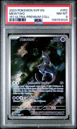 2023 POKEMON SVP EN-SV BLACK STAR PROMO 151 ULTRA-PREM COLL #052 MEWTWO PSA 8 - Image 1