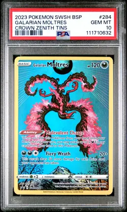2023 POKEMON SWSH BLACK STAR PROMO CROWN ZENITH TINS GALARIAN MOLTRES PSA 10 - Image 1