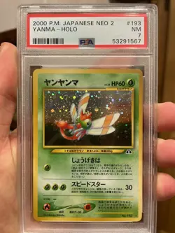 PSA 7 Near Mint Yanma HOLO Japanese Pokemon Neo 2 WOTC 193 2000 - Image 1