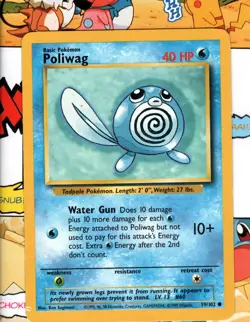 Pokemon TCG Poliwag 59/102 Base Set Unlimited1999 WOTC Common LP - Image 1