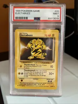 1999 WOTC POKEMON BASE SET UNLIMITED ELECTABUZZ 20/102 NON-HOLO RARE PSA 9 MINT - Image 1