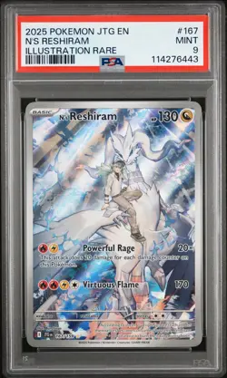 2025 POKEMON JTG EN-JOURNEY TOGETHER ILLUSTRATION RARE #167 N'S RESHIRAM PSA 9 - Image 1