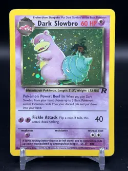 Dark Slowbro 12/82 Pokemon TCG Team Rocket Holo Rare WOTC English SWIRL LP - Image 1