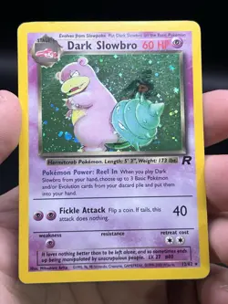 Dark Slowbro 12/82 Pokemon TCG Team Rocket Holo Rare WOTC English SWIRL LP - Image 3