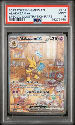 2023 POKEMON MEW EN-151 SPECIAL ILLUSTRATION RARE #201 ALAKAZAM EX PSA 9 - Image 1