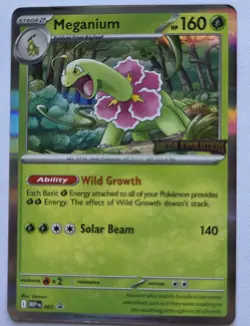Pokemon TCG Meganium Pre-Release Mega Evolutions Stamped Black Star Promo - LP - Image 1