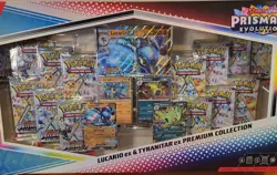2 x POKEMON PRISMATIC EVOLUTIONS LUCARIO EX/TYRANITAR EX PREMIUM COLLECTION SET - Image 2