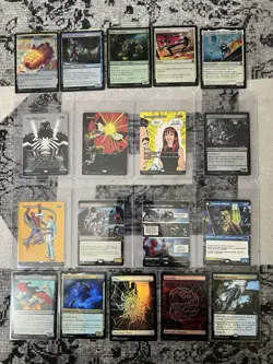 MAGIC THE GATHERING SPIDER-MAN 18 CARD LOT - Mythics, Rares, Commons-Foil & Non - Image 1