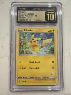 CGC PRISTINE 10 Pikachu Pokemon Card Battle Academy 2020 Pikachu Deck 19/68 - Image 1