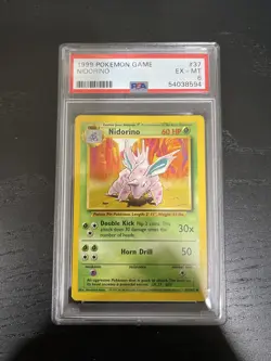 1999 POKEMON BASE UNLIMITED NIDORINO PSA 6 EX-MINT 37/102 - Image 1