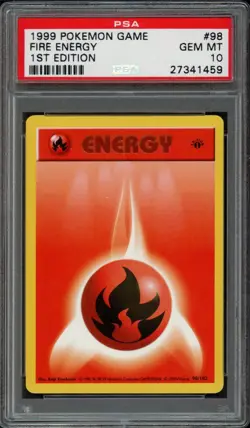 1999 Pokemon Base Set 1st Edition Fire Energy 98/102 PSA 10 Gem Mint - Image 1