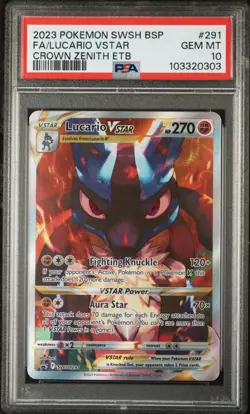 2023 POKEMON SWSH BLACK STAR PROMO #291 FULL ART/LUCARIO VSTAR PSA 10 - Image 1