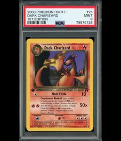 2000 Pokemon Rocket Dark Charizard #21 Non Holo 1st Edition PSA Mint 9 - Image 1