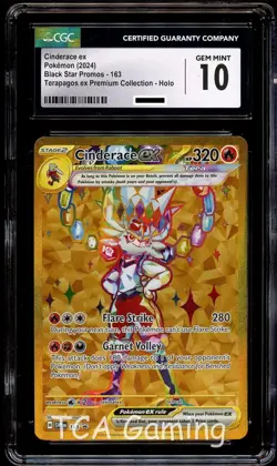 CGC 10 GEM MINT Cinderace Ex SVP163 SVP 163 Gold FULL ART PROMO Pokemon Card - Image 1