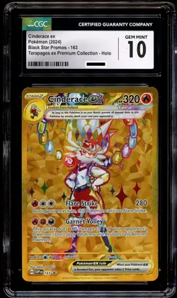 CGC 10 GEM MINT Cinderace Ex SVP163 SVP 163 Gold FULL ART PROMO Pokemon Card - Image 2