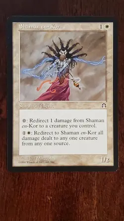 Shaman en-Kor Stronghold EX/LP #15 MTG Magic the Gathering Creature Rare White - Image 1