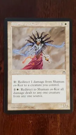 Shaman en-Kor Stronghold EX/LP #15 MTG Magic the Gathering Creature Rare White - Image 3