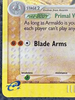 2003 Armaldo #1 Holo LP+ CREASE Rare Pokemon EX Sandstorm Vintage WOTC - Image 4