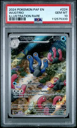 2024 POKEMON PAF EN-PALDEAN FATES ILLUSTRATION RARE #224 WUGTRIO PSA 10 - Image 1