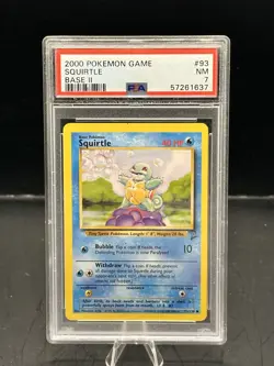 Squirtle 93/130 Base Set II 2000 Pokemon Game PSA 7 NM - Image 1