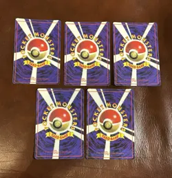 1996 Pokemon Pocket Monsters Holo Prism Japanese Vending Stickers Lot Of 5 NM+ - Image 2