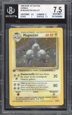 1999 Pokemon GERMAN 1st Edition Base Set Magneton Holo 9/102 BGS 7.5 NEAR MINT + - Image 1