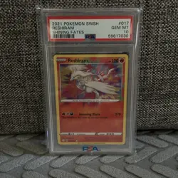 PSA 10 2021 POKEMON SWORD & SHIELD SHINING FATES #017 RESHIRAM - Image 1