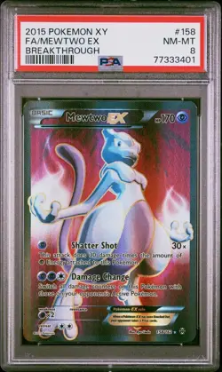 PSA 8 Mewtwo EX XY Breakthrough 158 Full Art 2015 Pokemon - Image 1