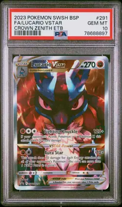 2023 POKEMON SWSH BLACK STAR PROMO #291 FULL ART/LUCARIO VSTAR PSA 10 - Image 1