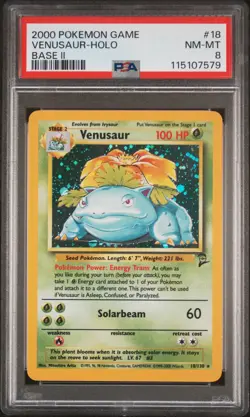 2000 POKEMON BASE SET 2 #18 VENUSAUR-HOLO PSA 8 - Image 1