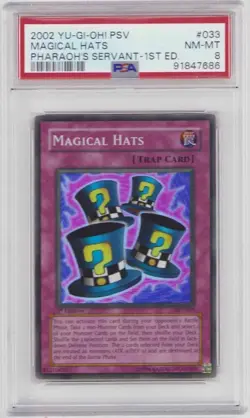 MAGICAL HATS YUGIOH 1ST EDITION HOLO PSV-033 PSA #91847686 NM-MT 8 2002 - Image 1