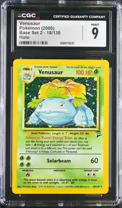 CGC 9 MINT Venusaur Base Set 2 18/130 Holo 2000 Pokemon Card psa - Image 1