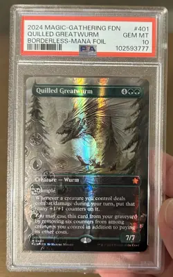 Quilled Greatwurm Mana Foil Gem Mint Graded PSA 10 Magic Foundations - Image 1