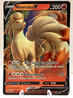 Pokemon Ninetales V 026/192 Rebel Clash Sword & Shield ULTRA RARE - Image 2