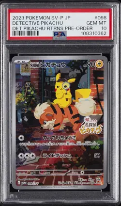 2023 POKEMON JAPANESE SV-P PROMO #098 DETECTIVE PIKACHU PSA 10 - Image 1