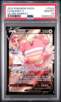 2022 POKEMON SWORD & SHIELD SILVER TEMPEST #TG22 FULL ART/BLISSEY V PSA 10 - Image 1
