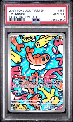 2024 POKEMON TWM EN-TWILIGHT MASQUERADE ILLUSTRATION RARE #186 TATSUGIRI PSA 10 - Image 1