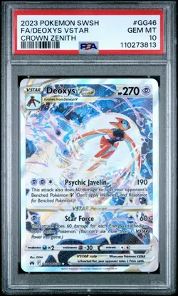 2023 POKEMON SWORD & SHIELD CROWN ZENITH #GG46 FULL ART/DEOXYS VSTAR PSA 10 - Image 1