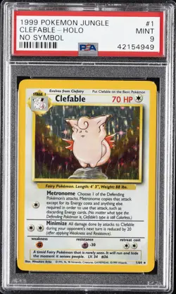 1999 POKEMON JUNGLE NO SYMBOL #1 CLEFABLE-HOLO PSA 9 - Image 1