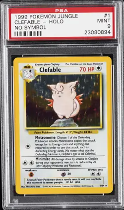 1999 POKEMON JUNGLE NO SYMBOL #1 CLEFABLE-HOLO PSA 9 - Image 1