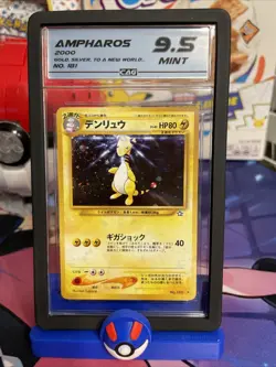 CAG 9.5 GEM MINT Ampharos 181 Japanese Neo Genesis Holo Pokemon Card - Image 1