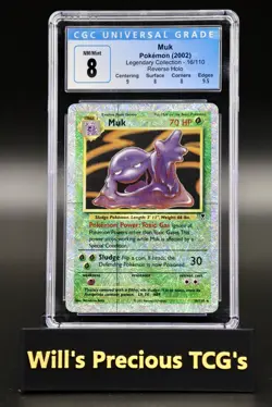 CGC 8 Muk 16/110 Legendary Collection 2002 Reverse Holo Pokemon Card WOTC - Image 1