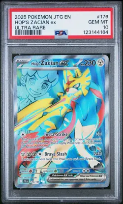 PSA 10 Pokemon Hop's Zacian ex Ultra Rare 176/159 - Sv09: Journey Together Holo - Image 1