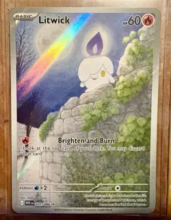 Pokemon TCG 2025 Litwick 101/086 White Flare Holo Illustration Rare NM - Image 1