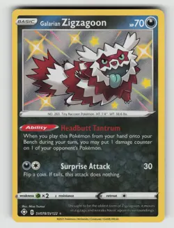Pokemon - Galarian Zigzagoon - SV078/SV122 Shining Fates: Shiny Vault - Shiny - - Image 1