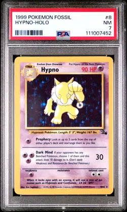 1999 POKEMON FOSSIL #8 HYPNO-HOLO PSA 7 - Image 1
