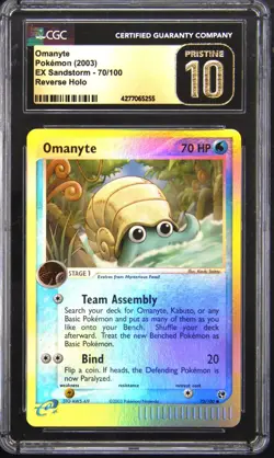 2003 POKEMON EX SANDSTORM REVERSE HOLO OMANYTE CGC 10 PRISTINE - Image 1