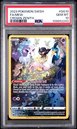2023 POKEMON SWORD & SHIELD CROWN ZENITH #GG10 FULL ART/MEW PSA 10 - Image 1